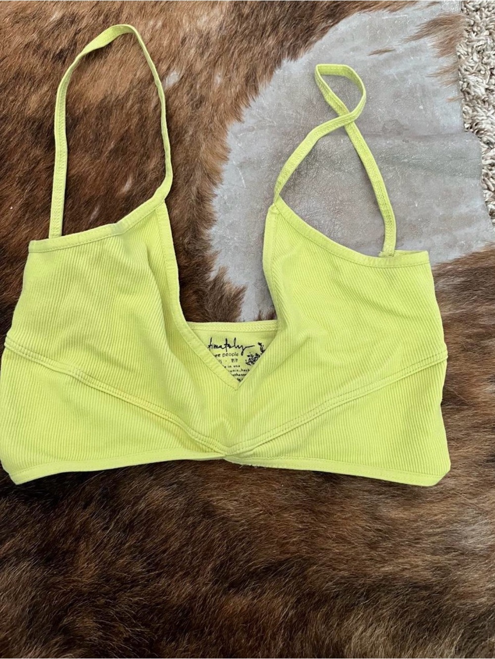 Free People Seamless Ribbed Brami in yellow xs/s